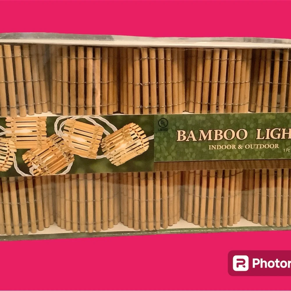 BAMBOO LIGHTS, INDOOR/OUTDOOR. TEN PC. SET OF STRING LIGHTS. 11 FT. STRAND. NWT!